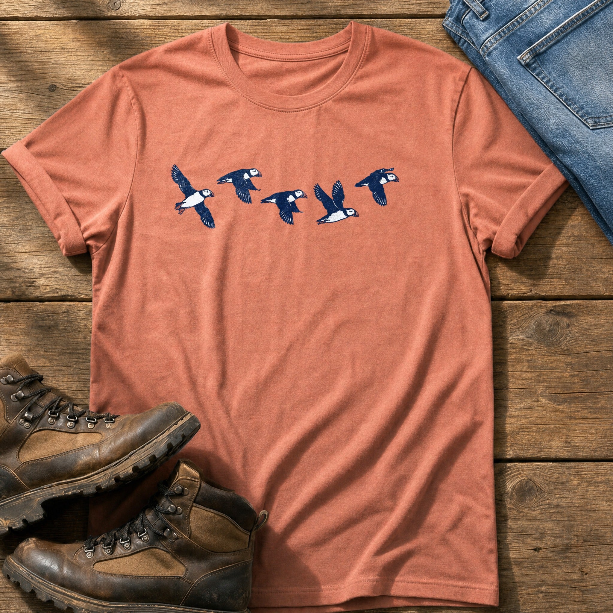 Flying Puffins 5 — Terracotta Comfort Colors tee