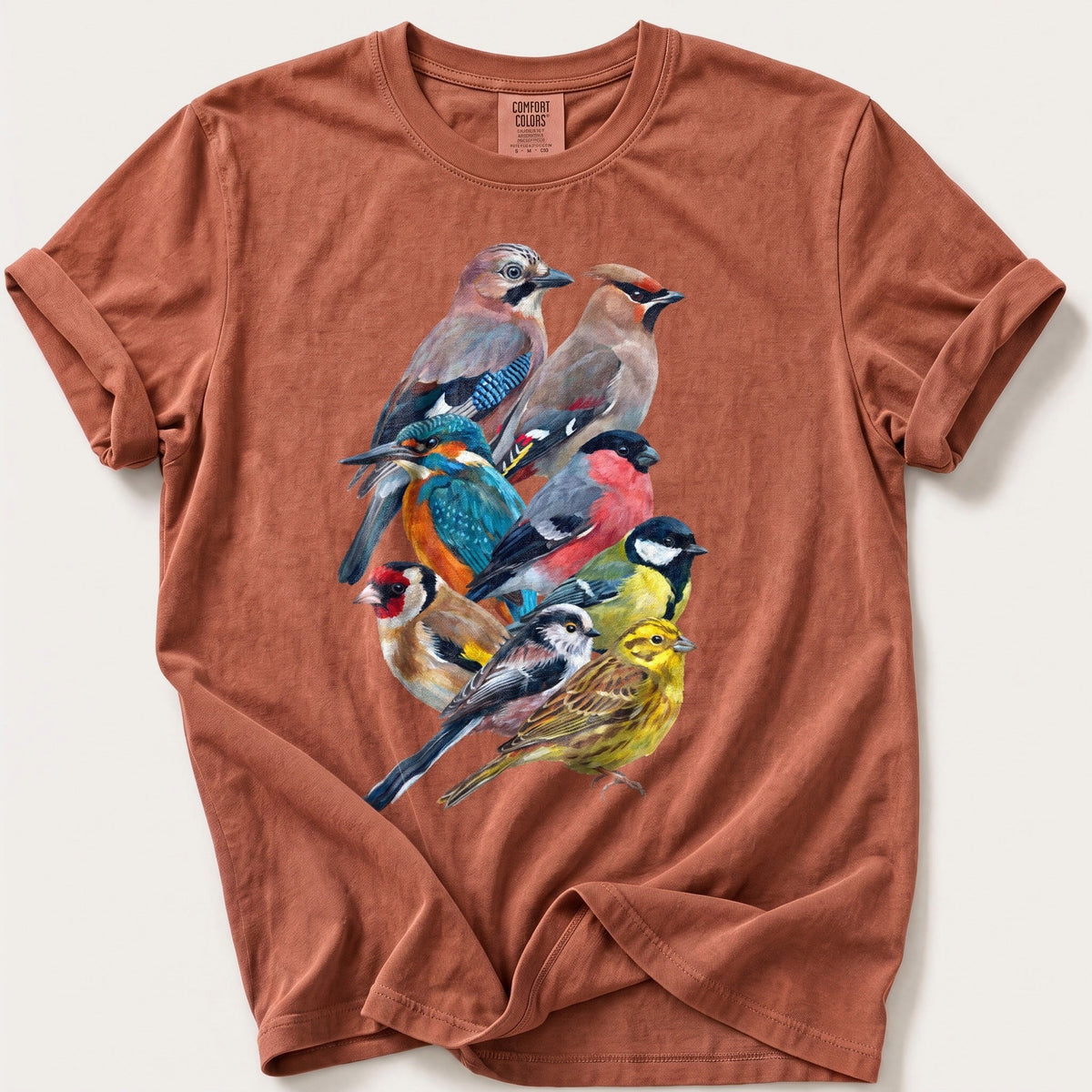 Garden Birds Of Britain — Terracotta Comfort Colors tee