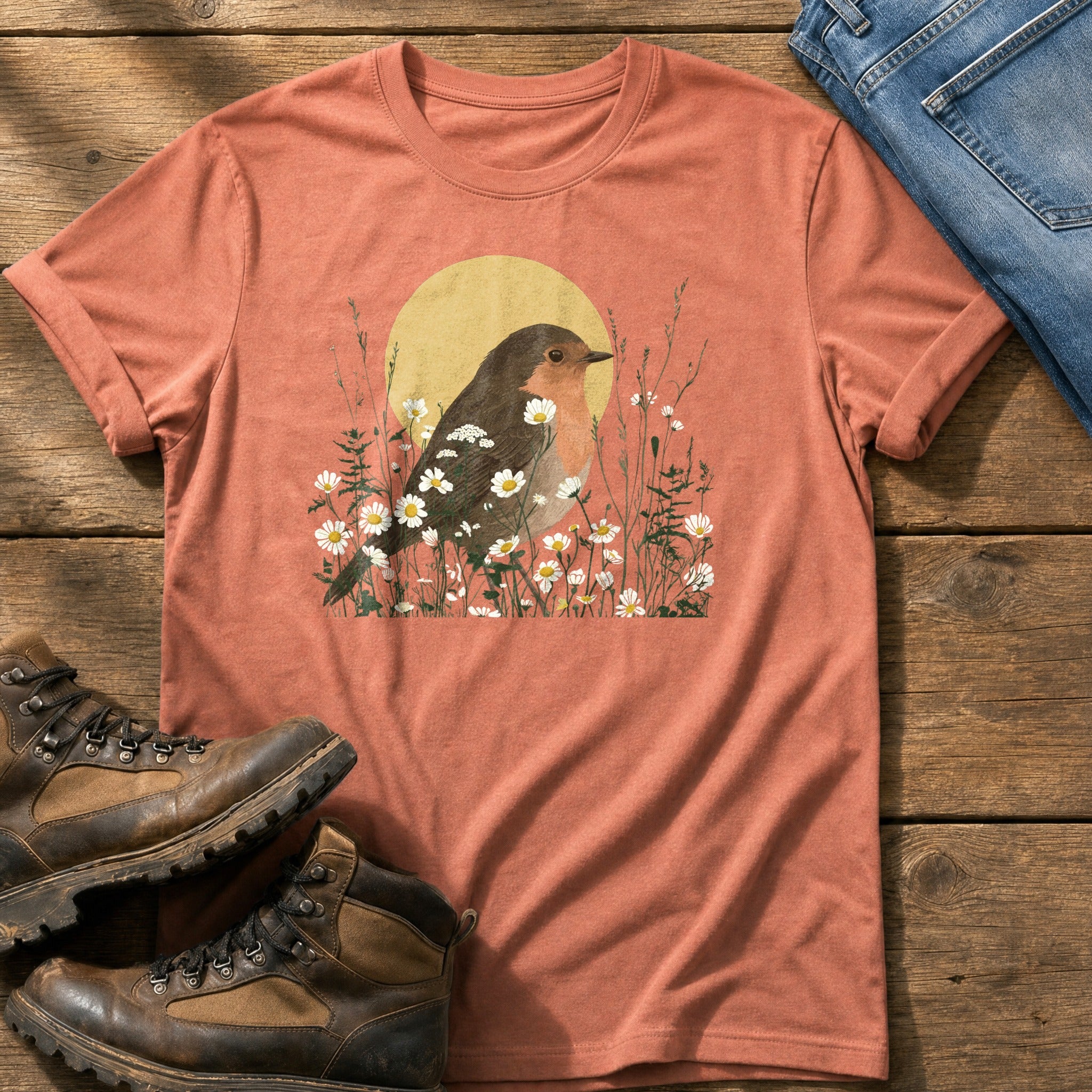 Robin Flower Bed — Terracotta Comfort Colors tee