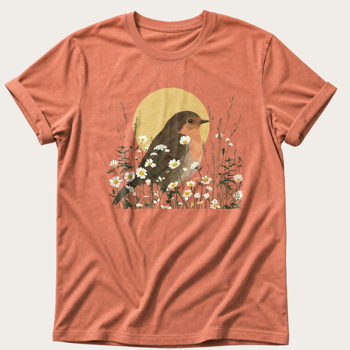 Robin Flower Bed — Terracotta Comfort Colors tee