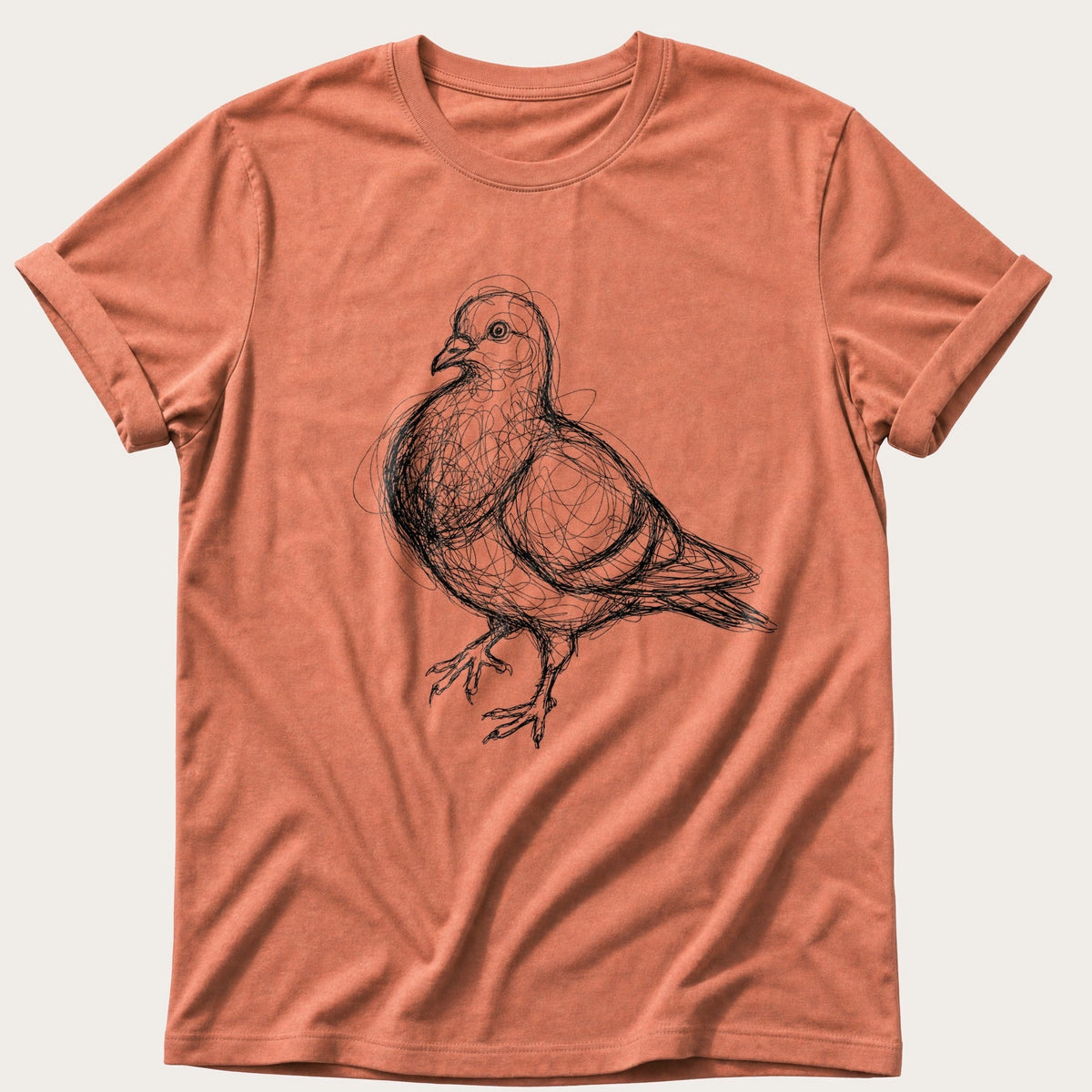 Scribble Pigeon — Terracotta Comfort Colors tee