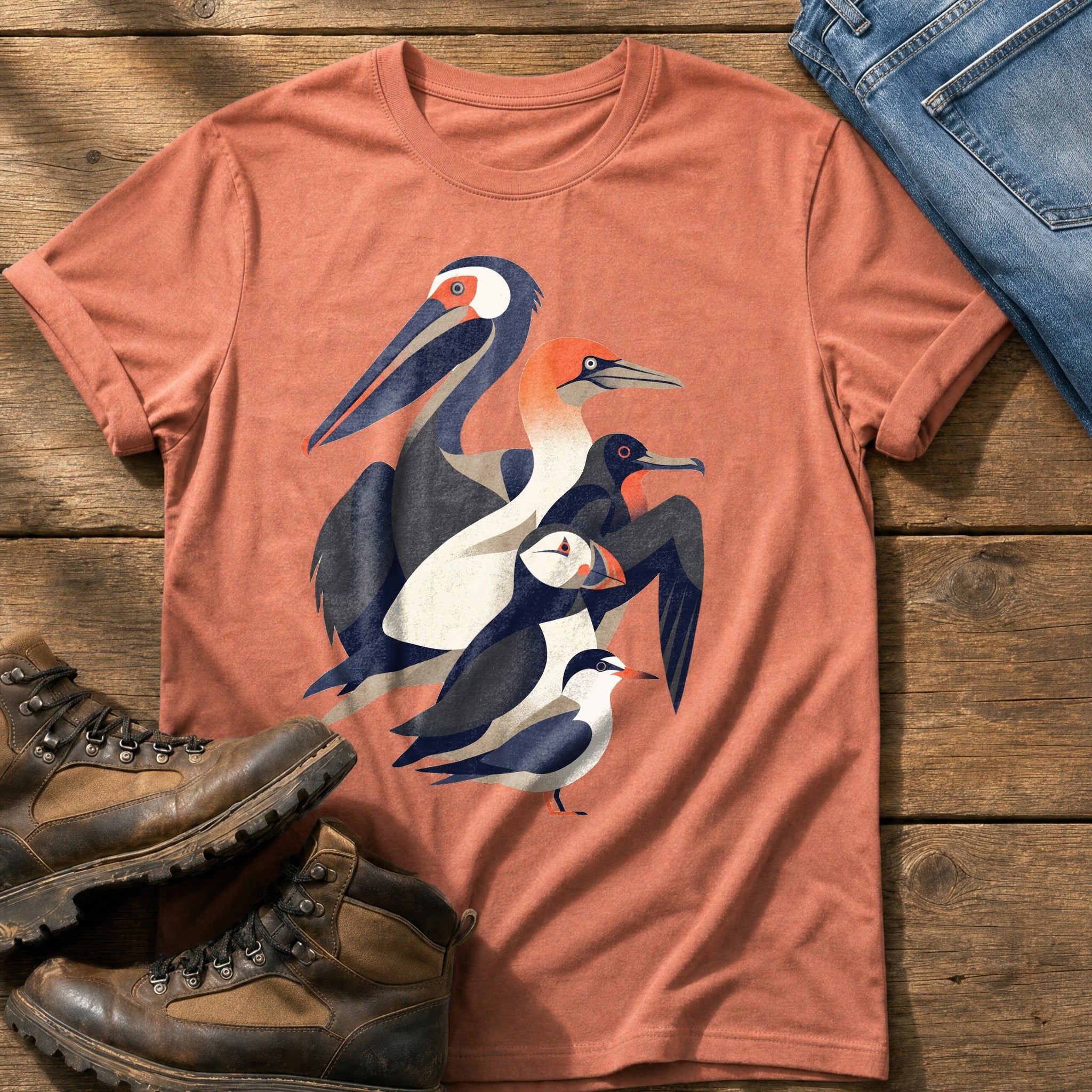 Seabird Breeds 55 — Terracotta Comfort Colors tee