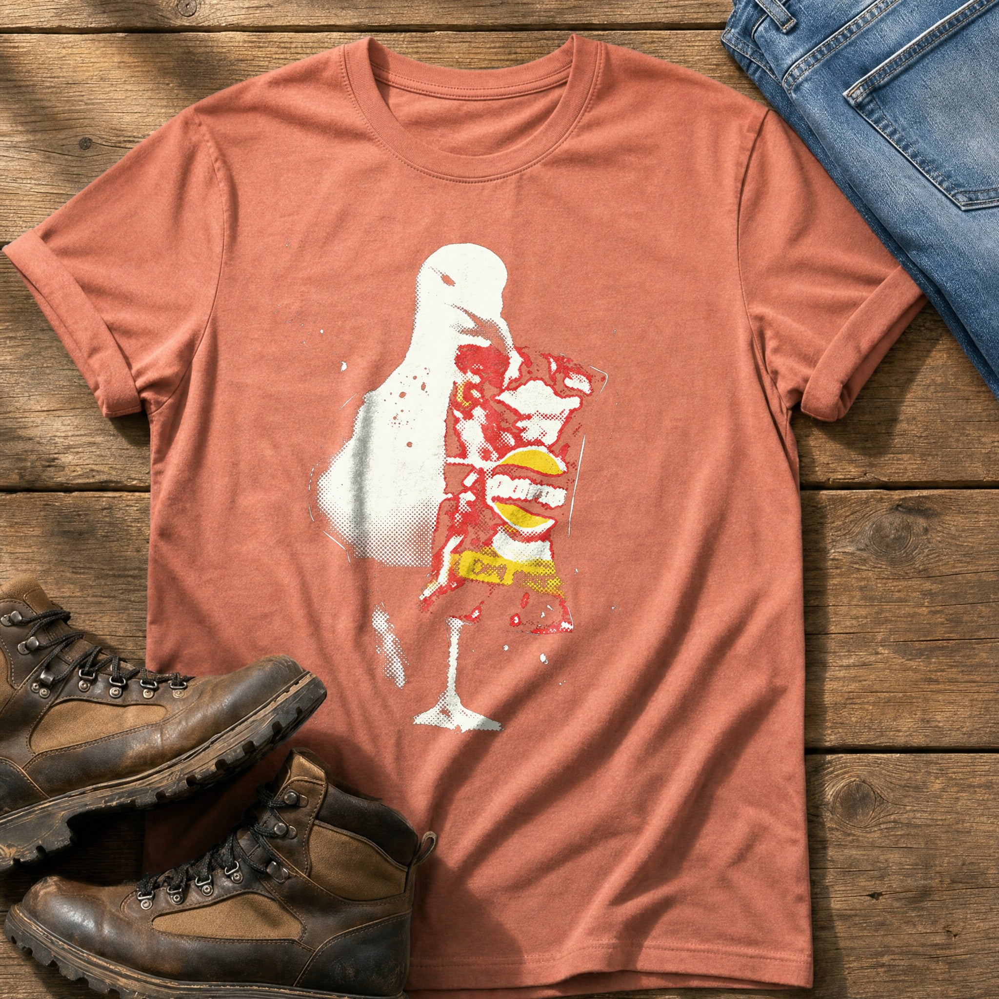 Seagull With Crisps 12 — Terracotta Comfort Colors tee