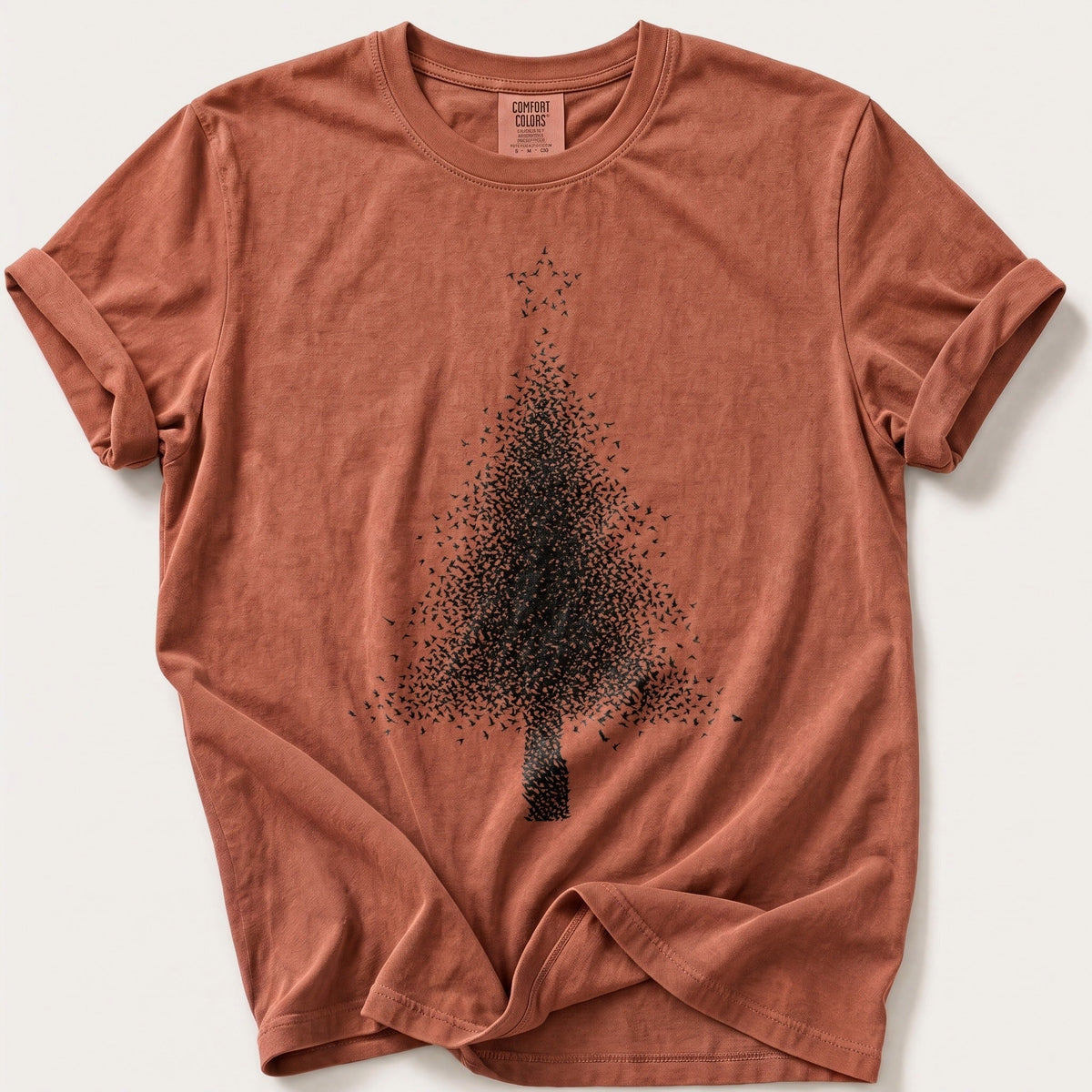 Starling Murmuration Tree — Terracotta Comfort Colors tee
