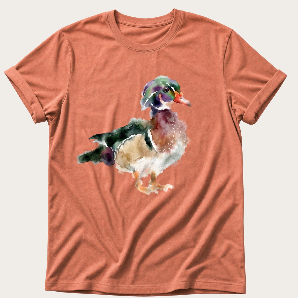 Watercolour Wood Duck — Terracotta Comfort Colors tee