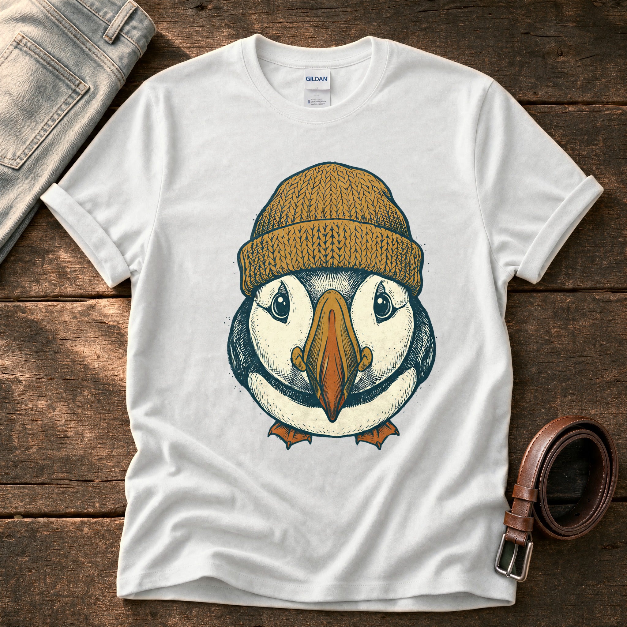 Beanie Puffin 6 — White Comfort Colors tee