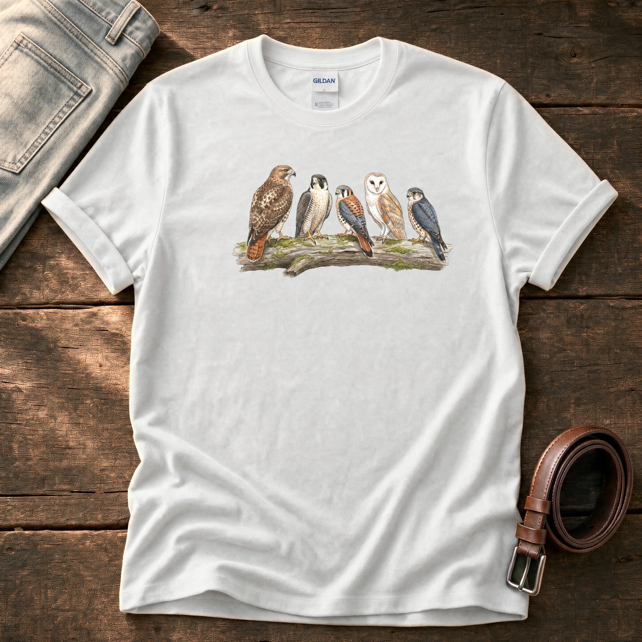 Birds Of Prey On Branch 1 — White Comfort Colors tee