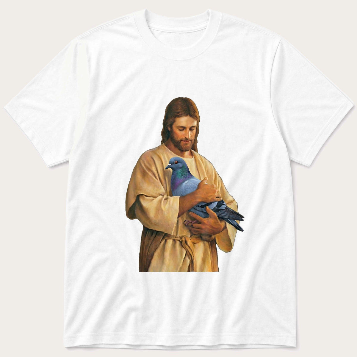 Christ With Pigeon 4 — White T-Shirt