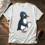 Coffee Penguin — White Comfort Colors tee