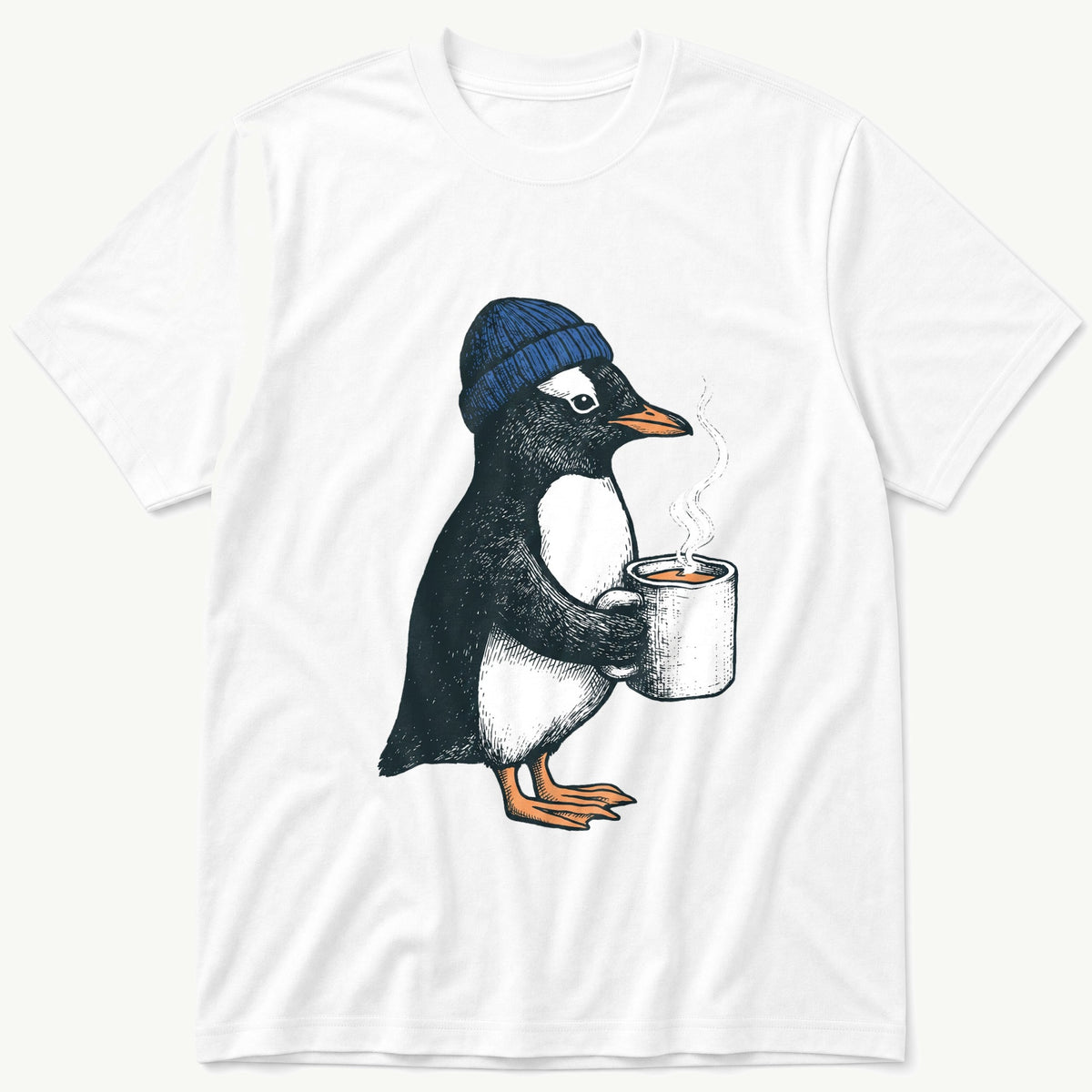 Coffee Penguin — White T-Shirt