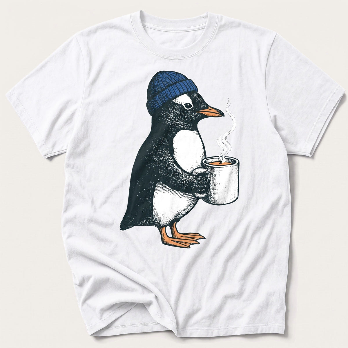 Coffee Penguin — White T-Shirt