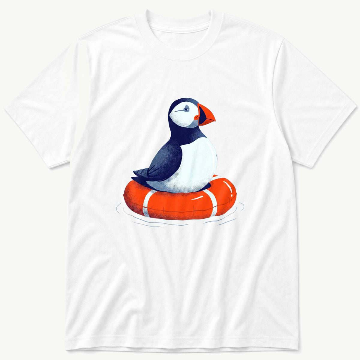 Floaty Puffin — White T-Shirt