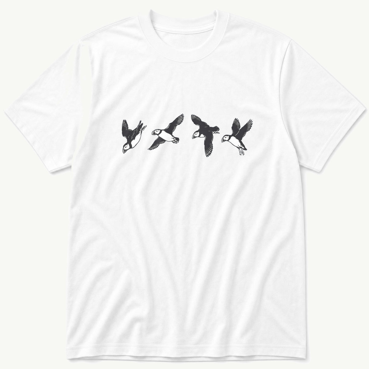 Flying Puffins 2 — White T-Shirt