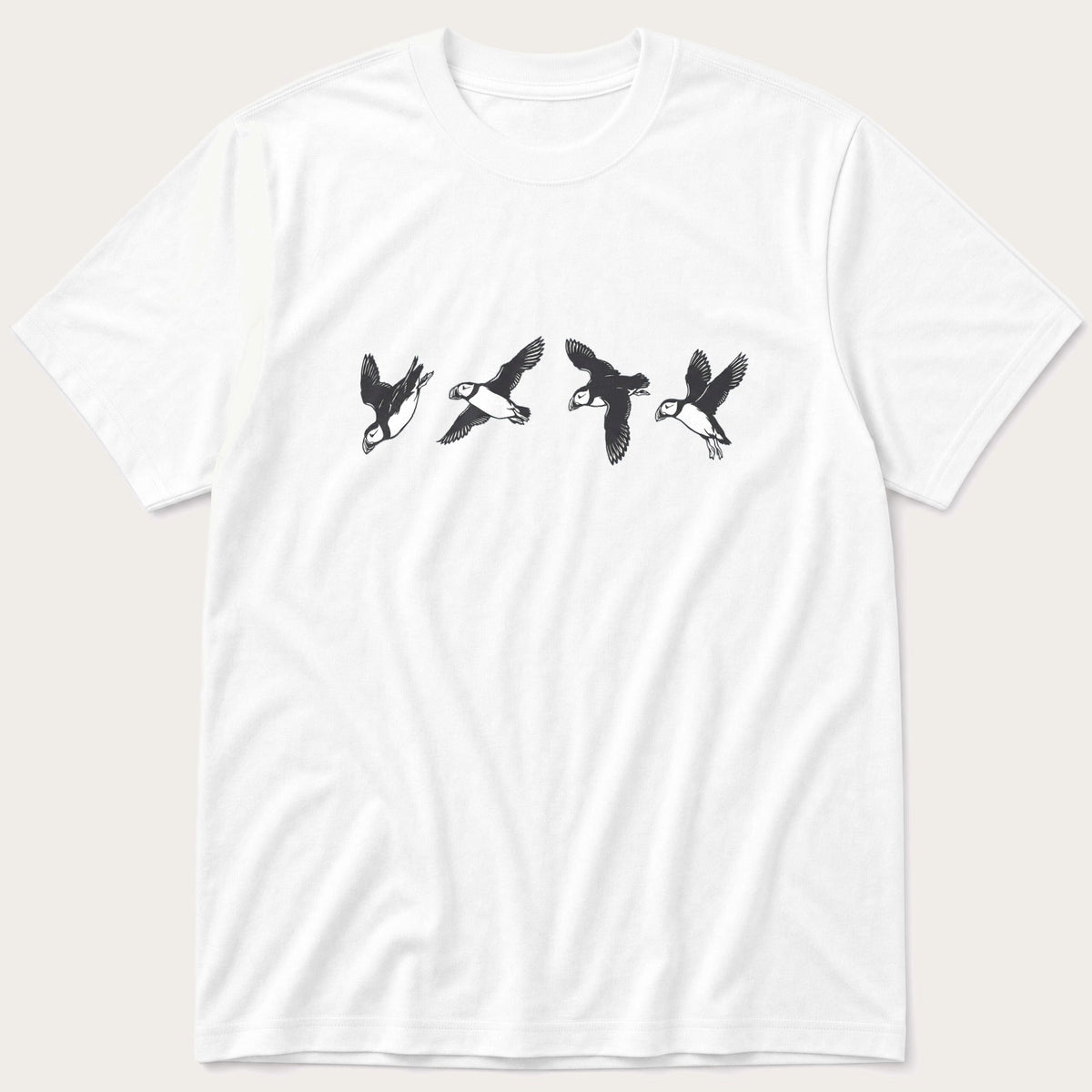 Flying Puffins 2 — White T-Shirt