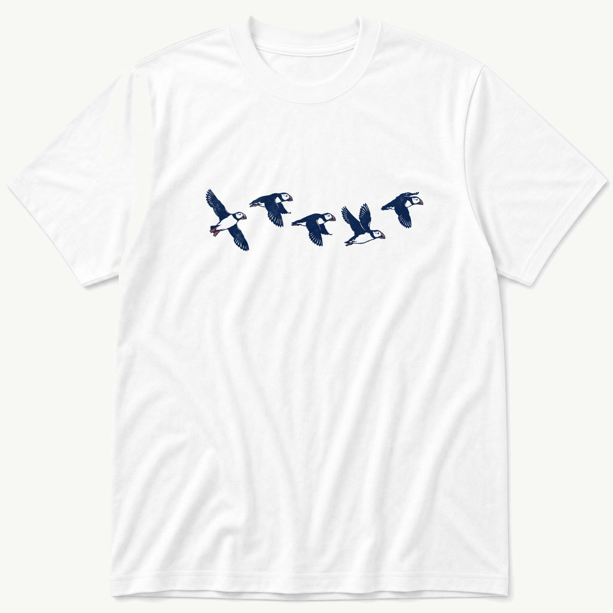 Flying Puffins 5 — White T-Shirt