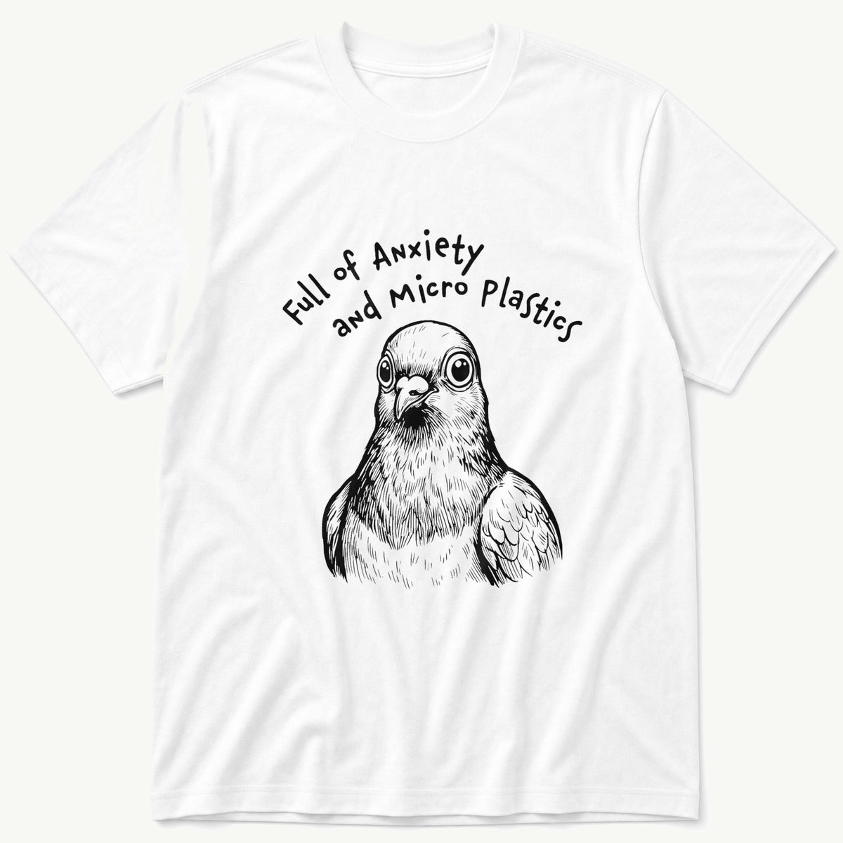 Full Of Micro Plastics Pigeon 44 — White T-Shirt