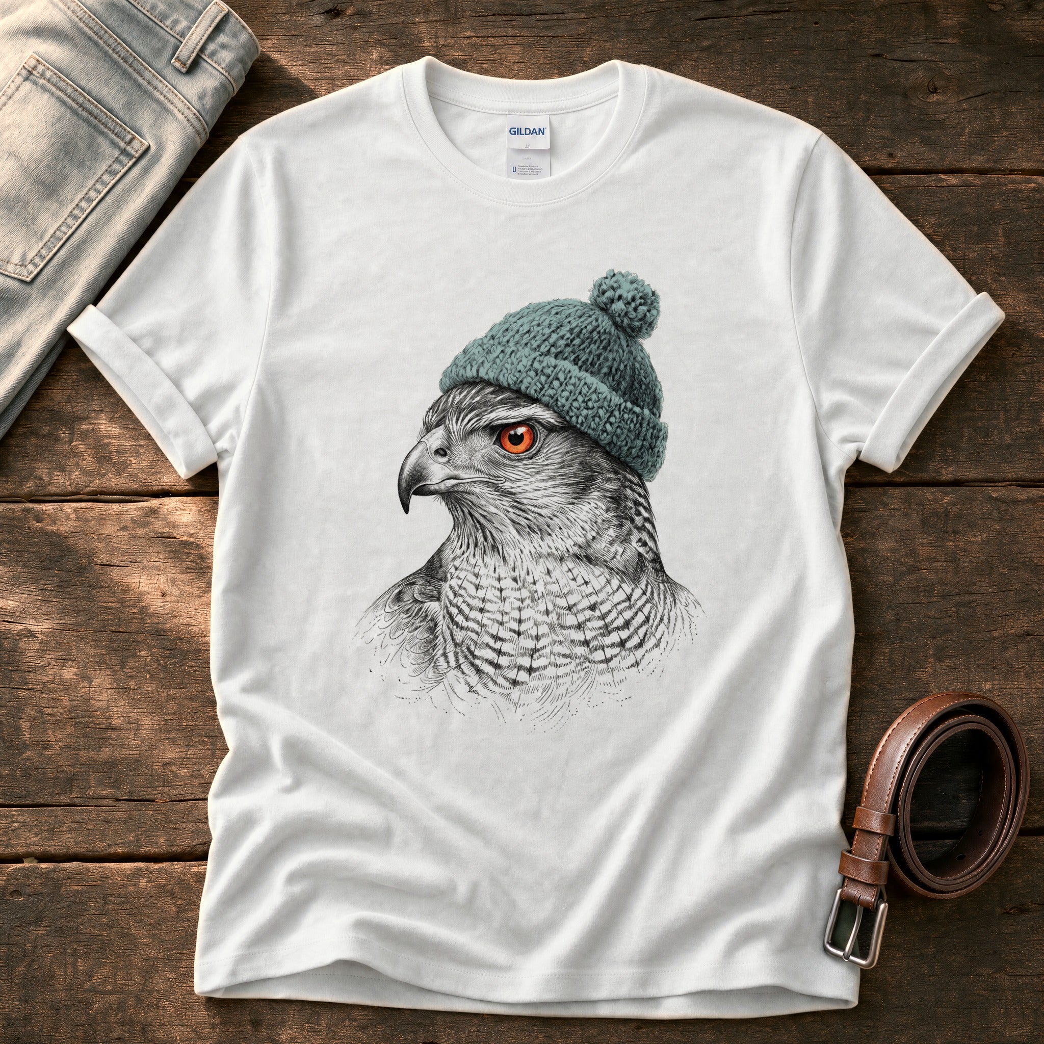 Hawk Sketch 3 — White Comfort Colors tee