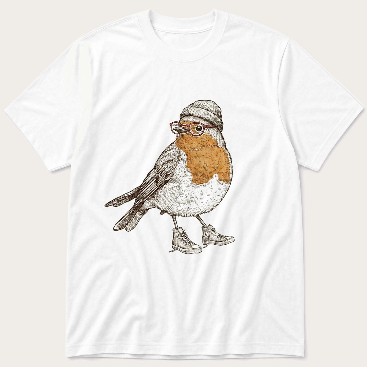 Hipster Robin 12 — White T-Shirt