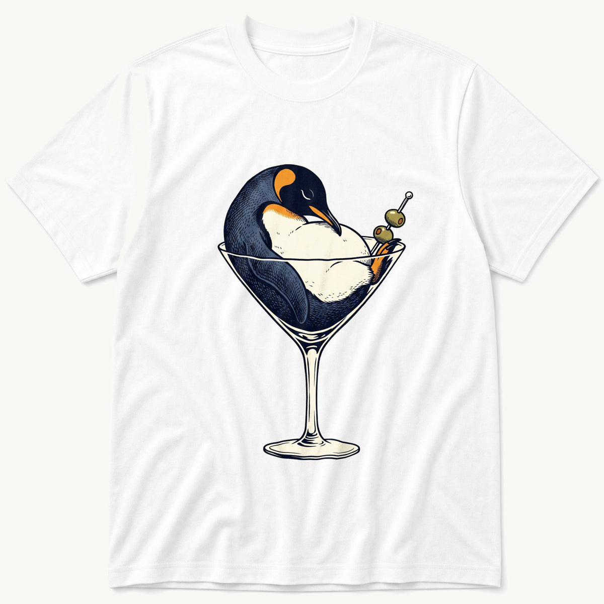 Martini Penguin — White T-Shirt