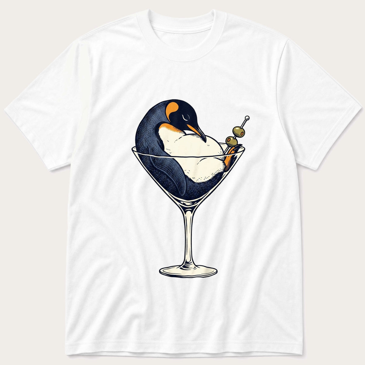Martini Penguin — White T-Shirt