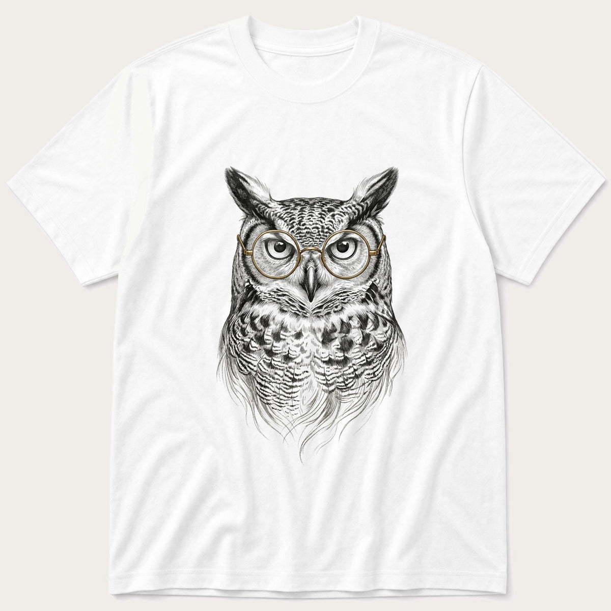 Owl Sketch 44 — White T-Shirt
