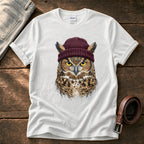 Owl Wool Hat 3 — White Comfort Colors tee