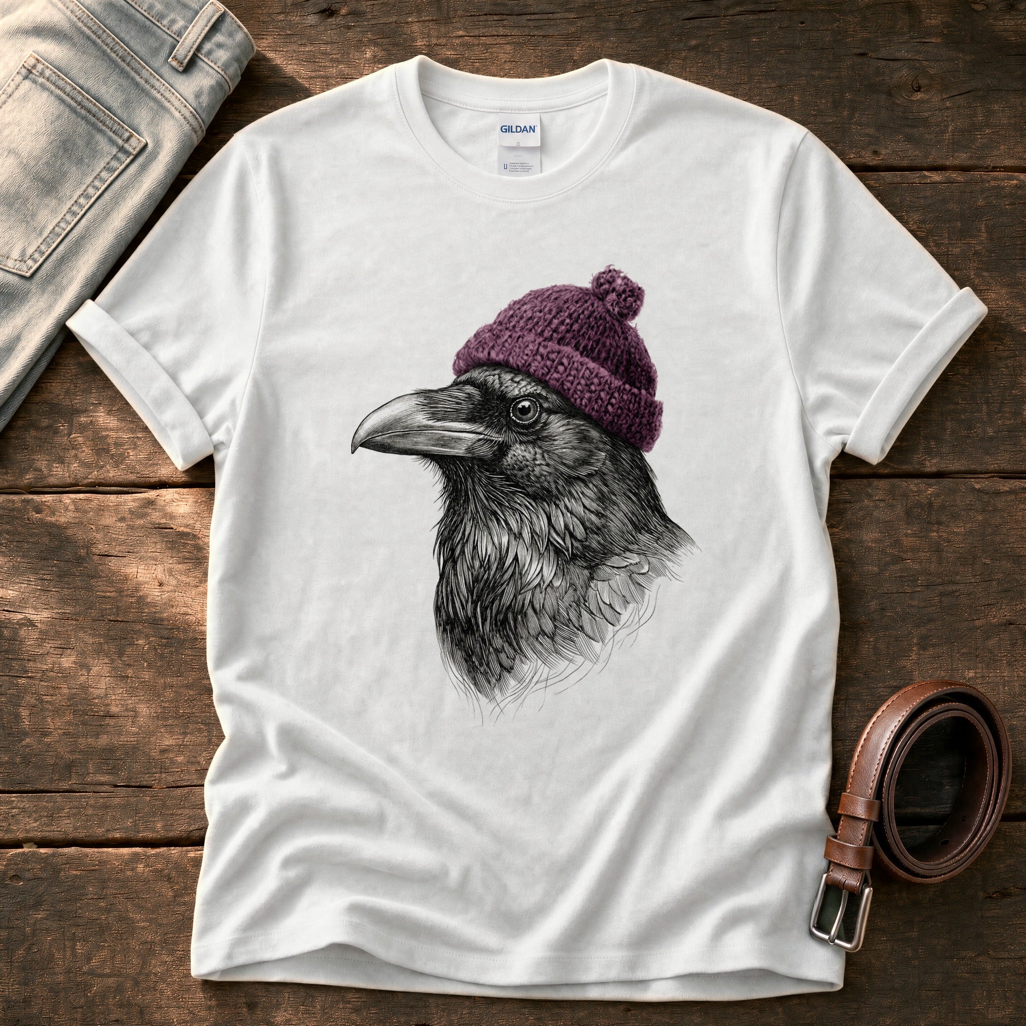 Raven Sketch 4 — White Comfort Colors tee