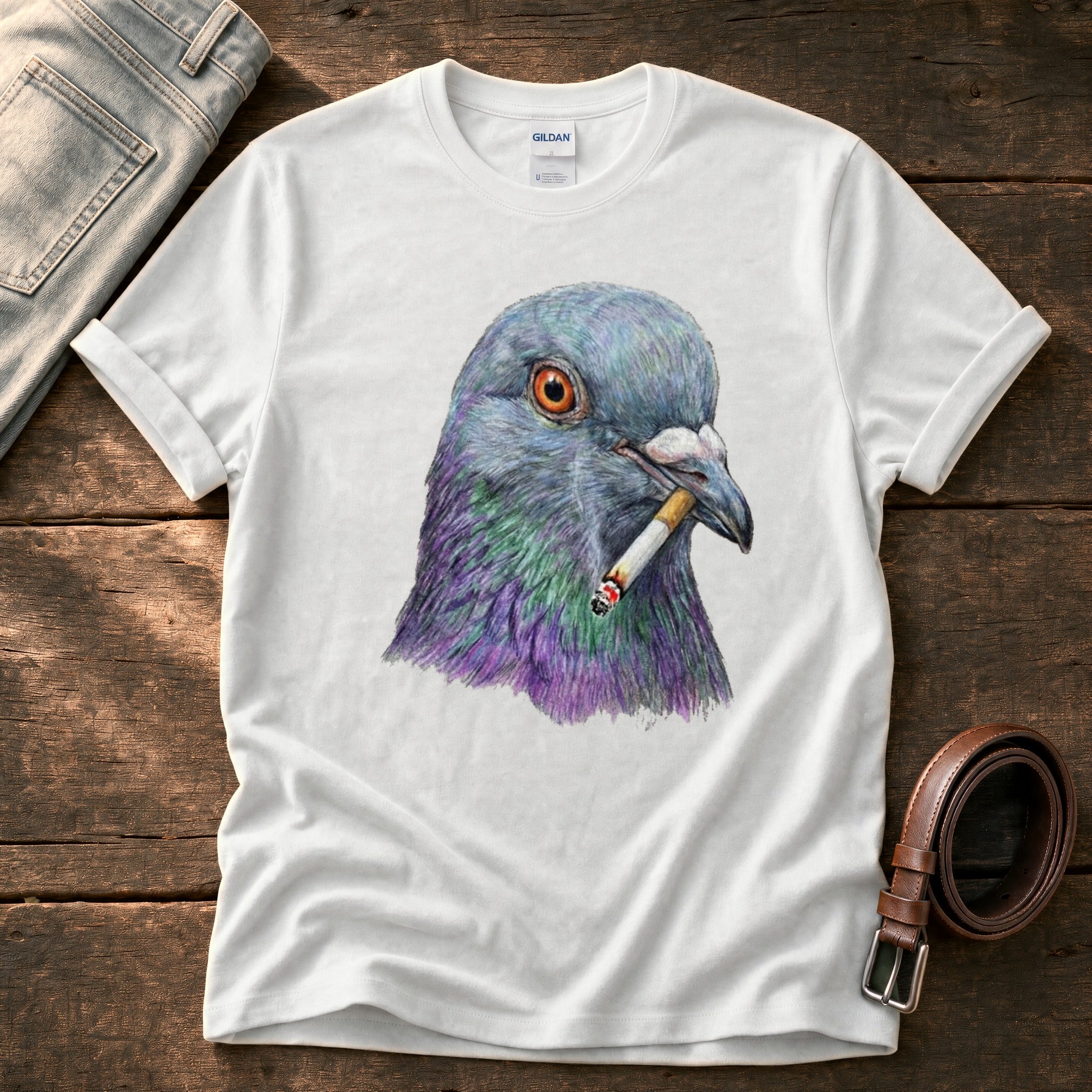 Smoking Pigeon 22 — White Comfort Colors tee