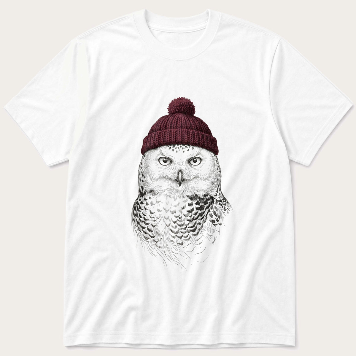 Snow Owl Sketch 5 — White T-Shirt