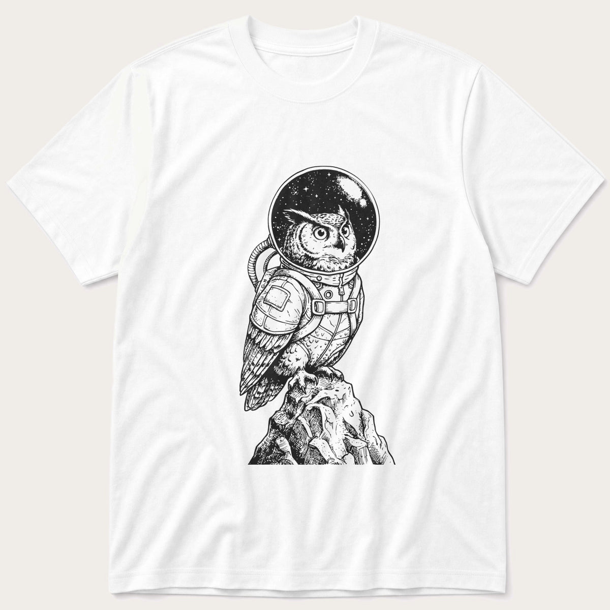 Space Owl 5 — White T-Shirt