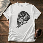 Tilted Head Owl 11 — White Comfort Colors tee