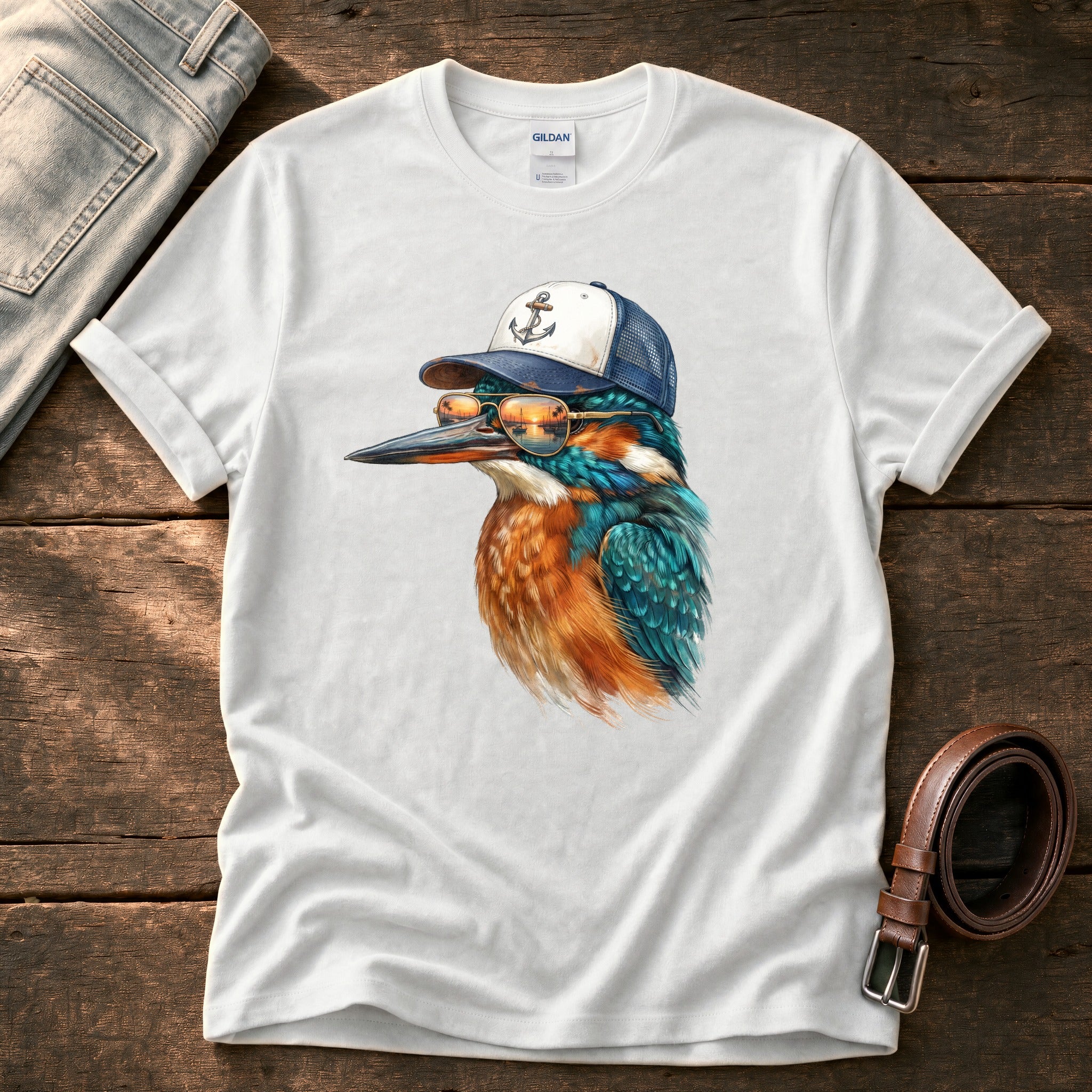Trucker Fisher 3 — White Comfort Colors tee