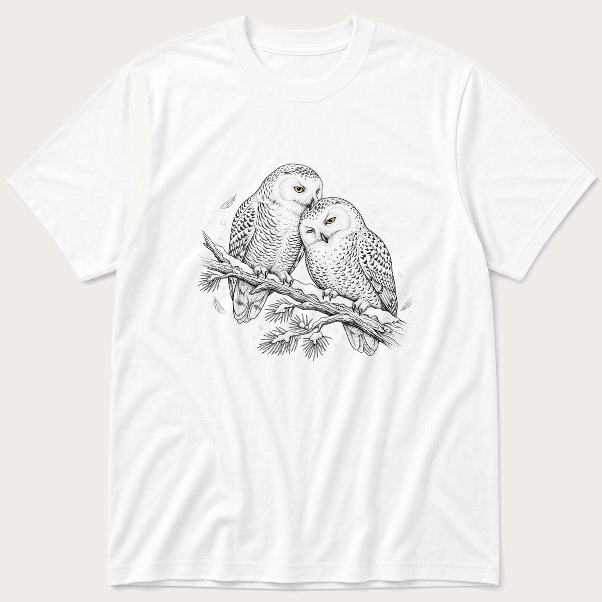 Two Snow Owls 2 — White T-Shirt