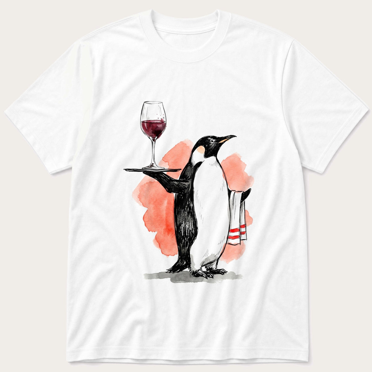 Waiter Penguin — White T-Shirt