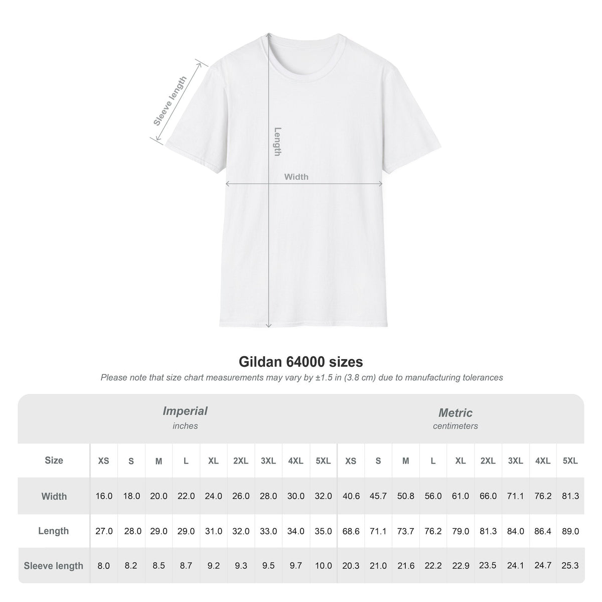 bmp-sizechart-tshirt for Nature Outdoors Theme